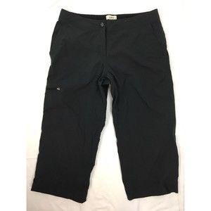 LL Bean Women Size 4 PETITE Black Capri Crop Pants Adjustable Waist Nylon